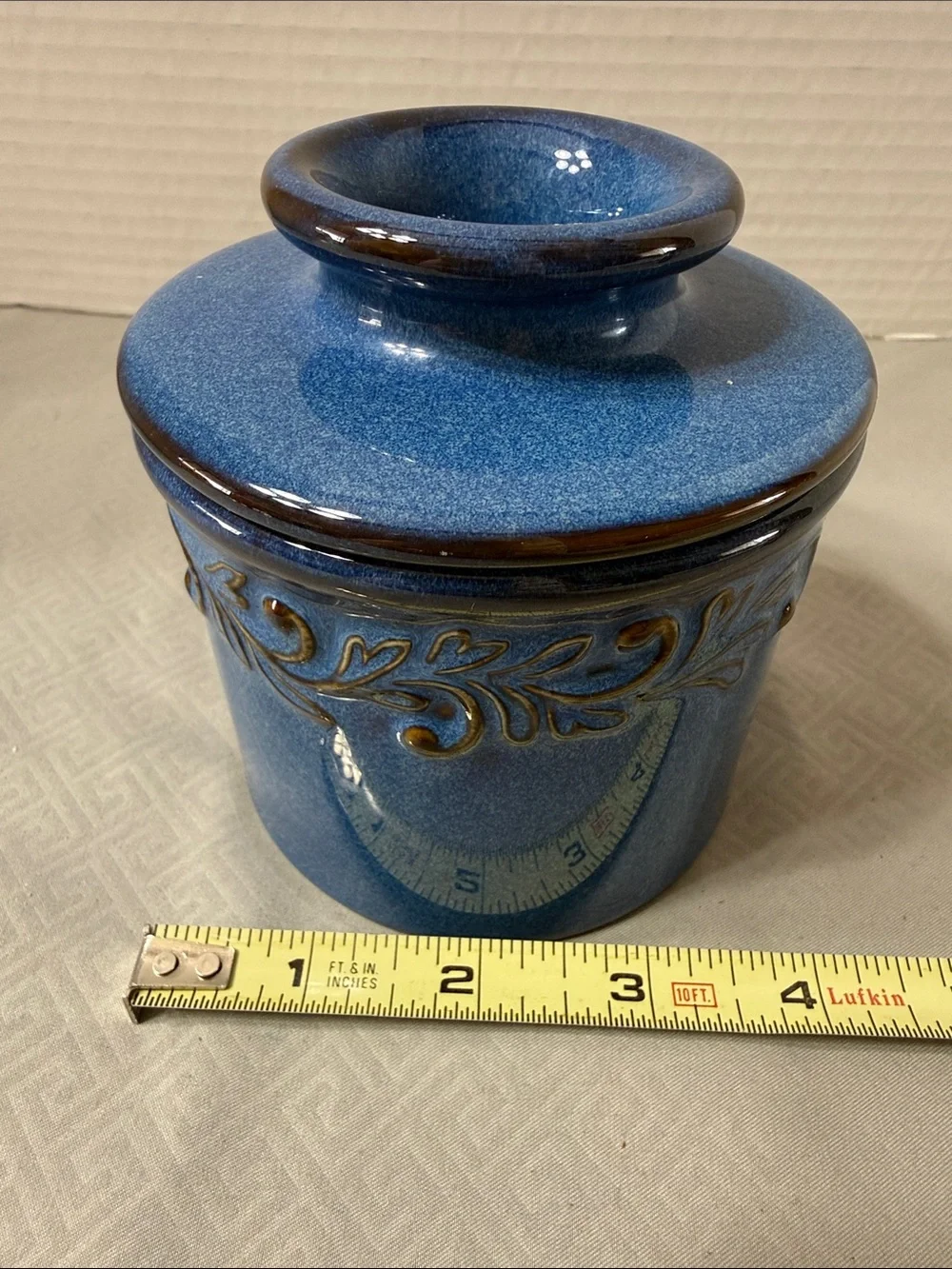 L Tremain The Original Butter Keeper Antique Collection in Denim Blue Glaze